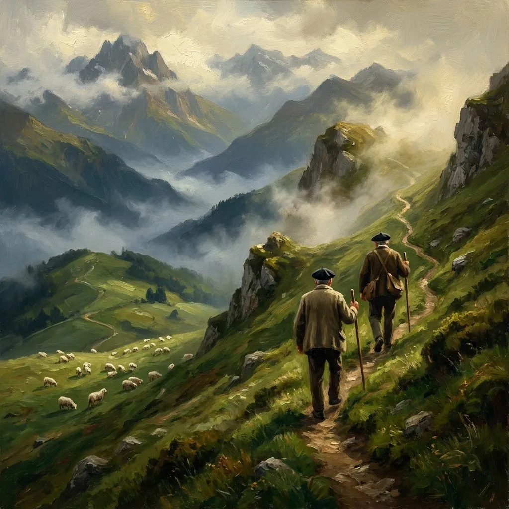 Senderistas en los montes vascos