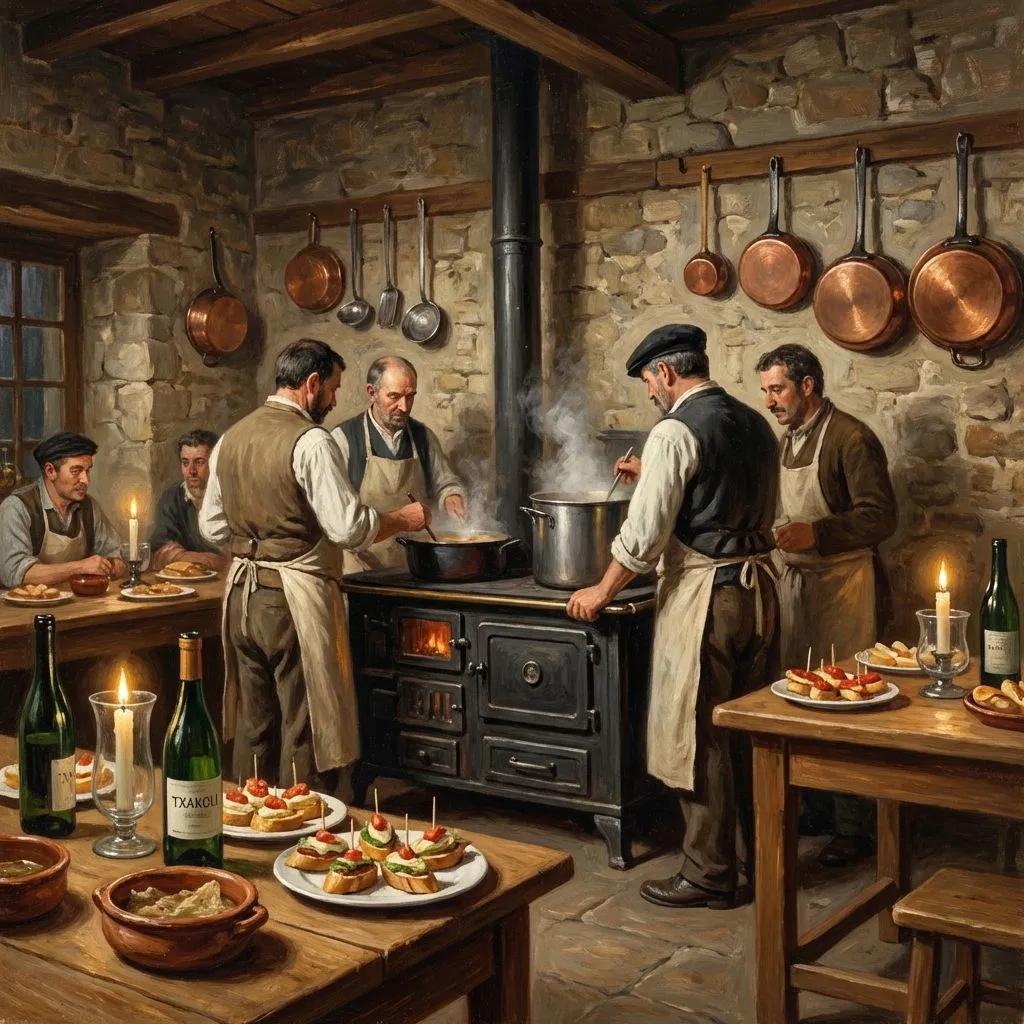 Interior de un txoko tradicional vasco